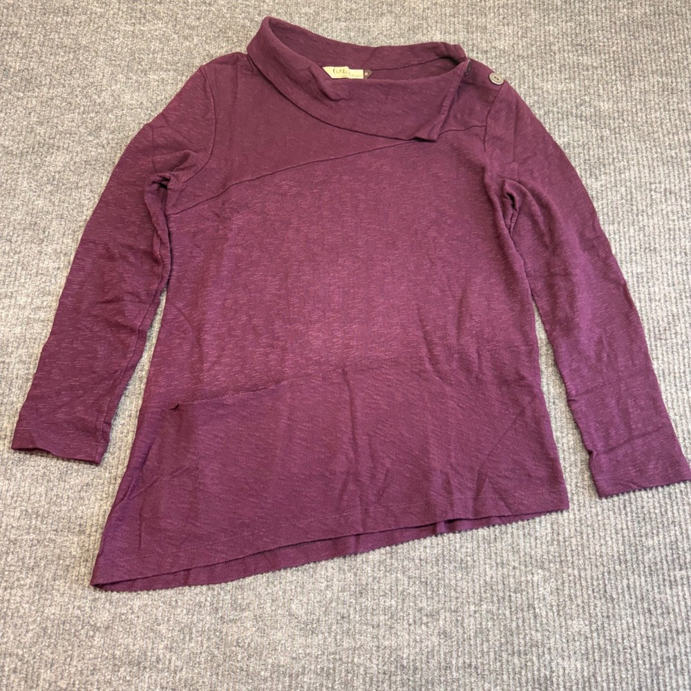 Chalet et Ceci Cowl Neck Sweater M Maroon Asymmetrical Hem Lagenlook